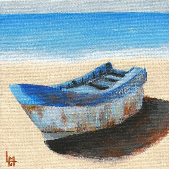 Acrylic Painting - Old Boat by the Beach - Picture 1 of 5